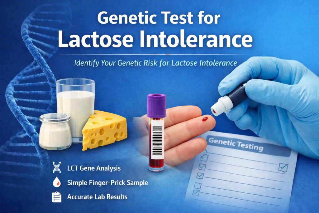Genetic test for lactose intolerance using finger-prick blood sample and LCT gene analysis