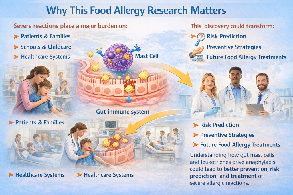 The global impact of severe food allergies on families, schools and healthcare systems, highlighting the role of gut mast cells and future prevention strategies