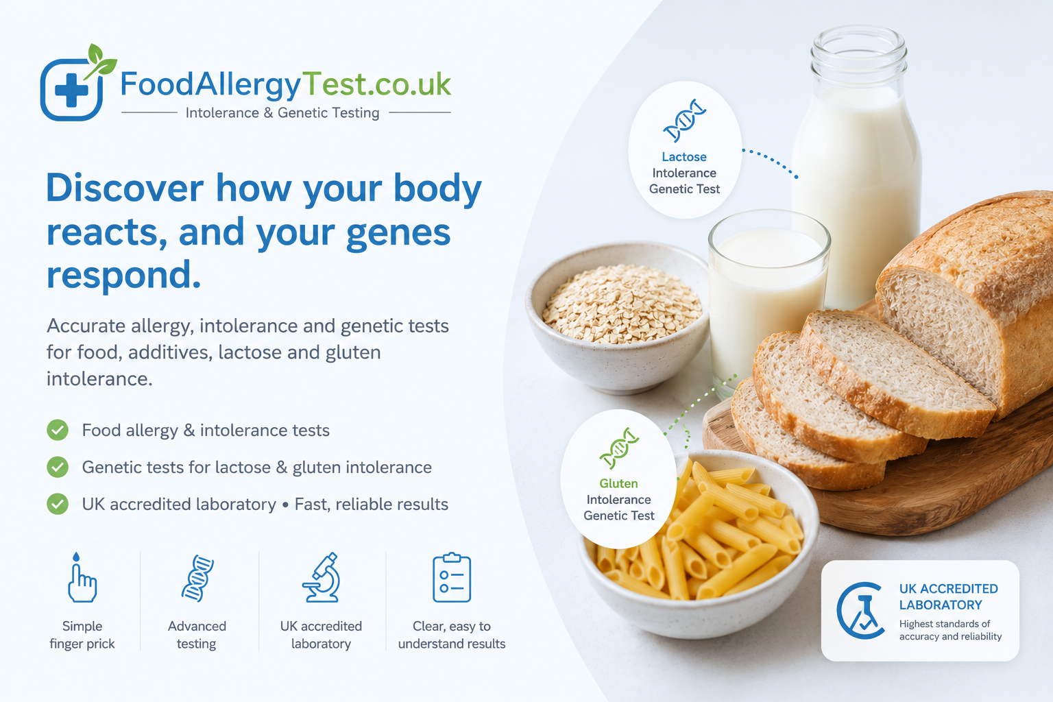 Lactose and gluten intolerance genetic testing UK accredited laboratory