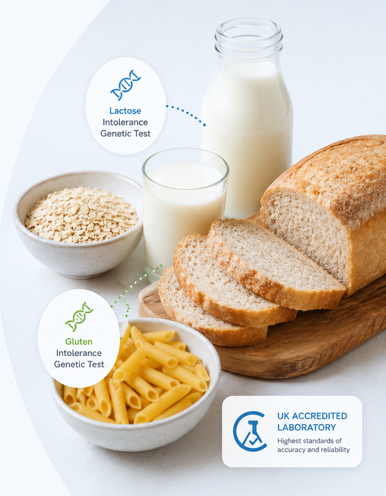 Lactose and gluten intolerance genetic testing UK accredited laboratory
